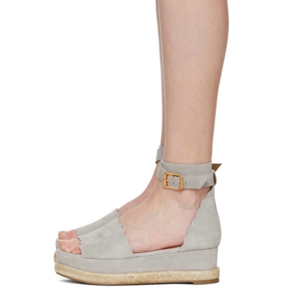 CHLOE Lauren Espadrille Suede Wedge Sandal